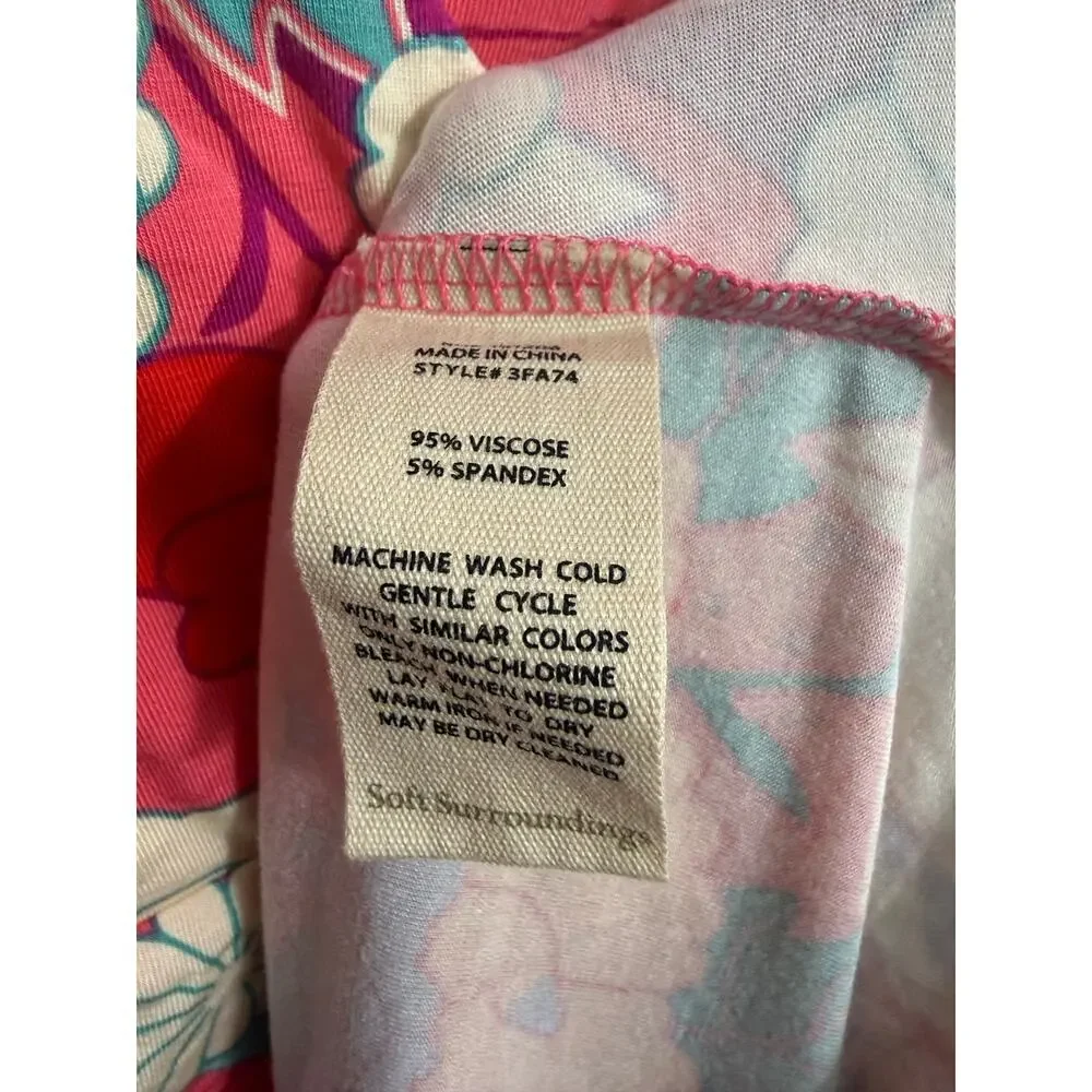 Soft Surroundings Floral Maxi Dress Large Petite Pink Boho Stretch Sleeveless